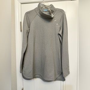 J McLaughlin Marisa size medium grey herringbone funnel neck shirt. NWT